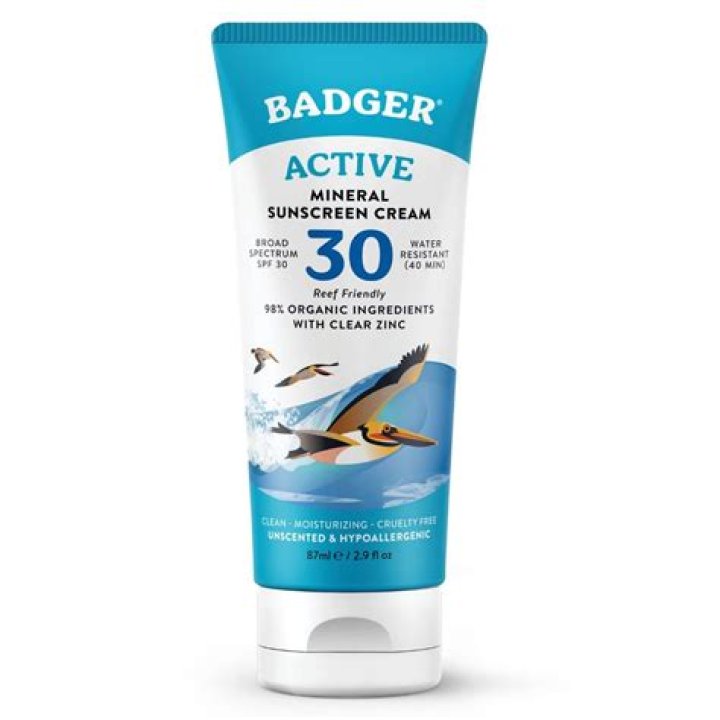 Badger Unscented & Hypoallergenic Clear Zinc Sunscreen Cream SPF 40, 2.