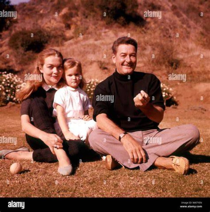 Errol Flynn and his daughter, Rory, in the late 1950's. Description