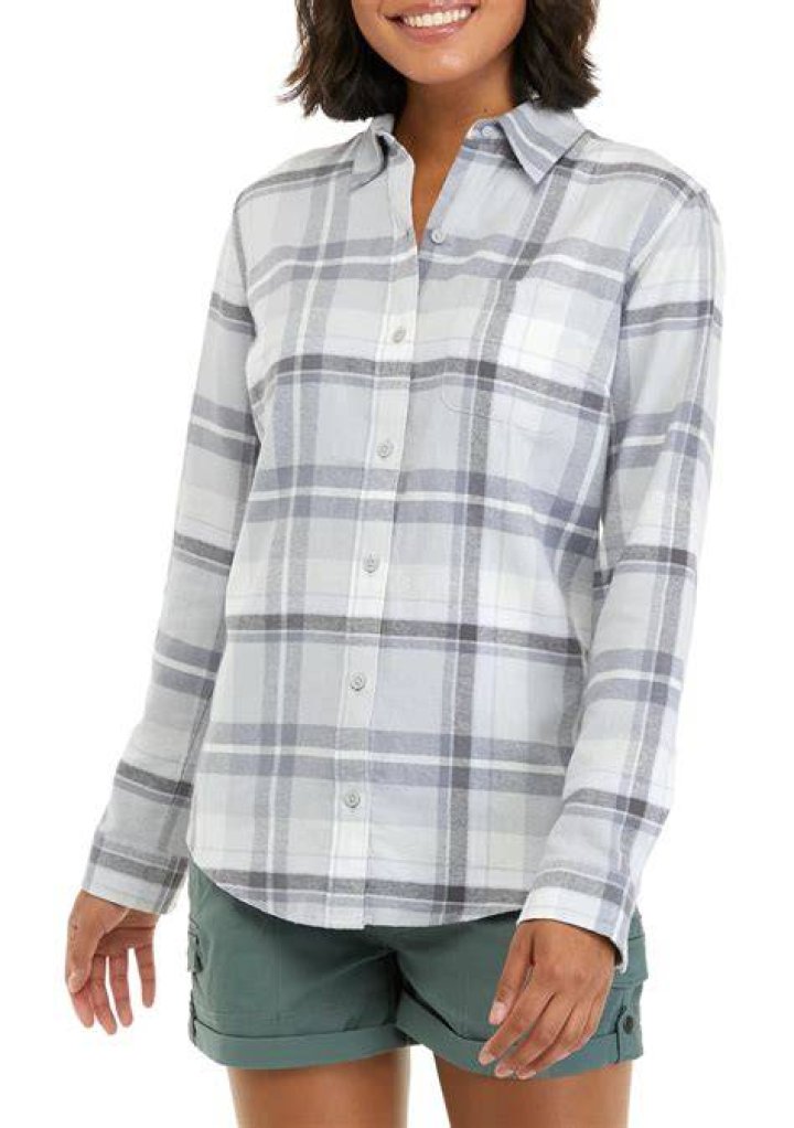 Jackson sports flannel top and jeans for lowkey Mother's Day